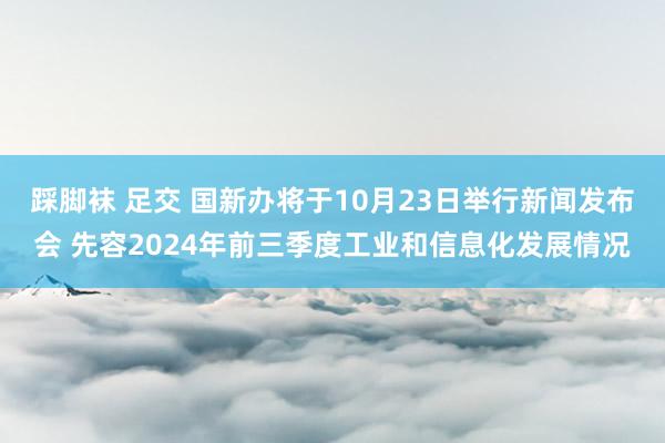 踩脚袜 足交 国新办将于10月23日举行新闻发布会 先容2024年前三季度工业和信息化发展情况