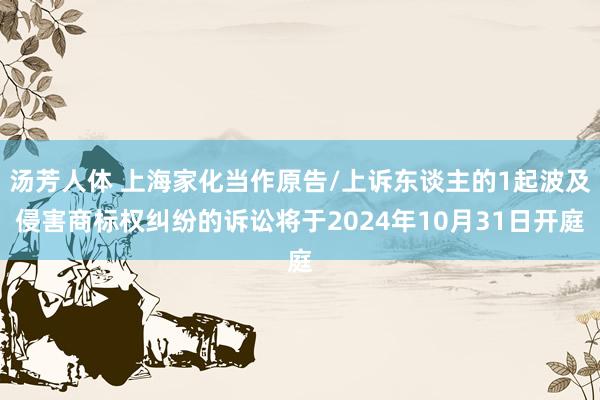 汤芳人体 上海家化当作原告/上诉东谈主的1起波及侵害商标权纠纷的诉讼将于2024年10月31日开庭