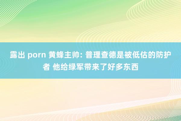 露出 porn 黄蜂主帅: 普理查德是被低估的防护者 他给绿军带来了好多东西