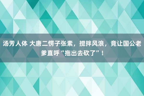 汤芳人体 大唐二愣子张素，搅拌风浪，竟让国公老爹直呼“拖出去砍了”！