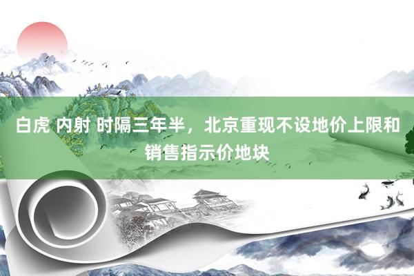 白虎 内射 时隔三年半，北京重现不设地价上限和销售指示价地块