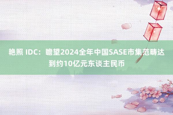 艳照 IDC：瞻望2024全年中国SASE市集范畴达到约10亿元东谈主民币