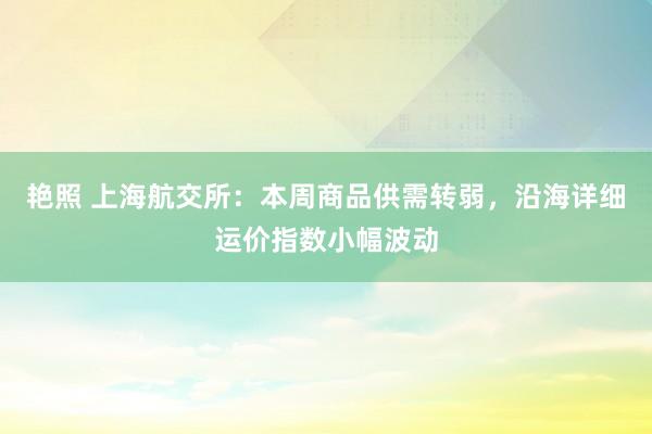 艳照 上海航交所：本周商品供需转弱，沿海详细运价指数小幅波动