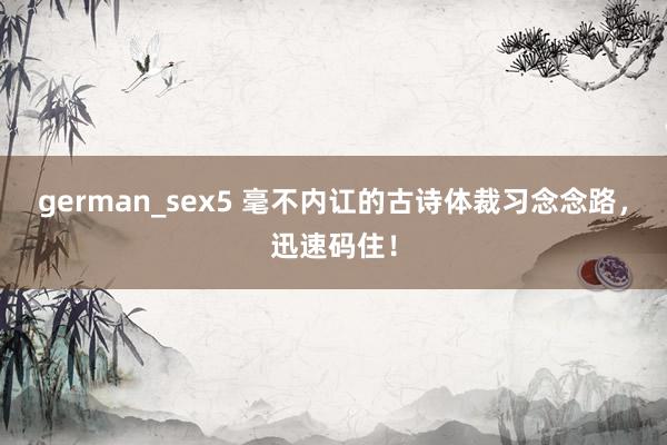 german_sex5 毫不内讧的古诗体裁习念念路，迅速码住！