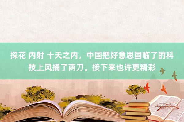 探花 内射 十天之内，中国把好意思国临了的科技上风捅了两刀。接下来也许更精彩